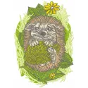 Embroidery design featuring a cute hedgehog resting, ideal for stitching on t-shirts and pillows.