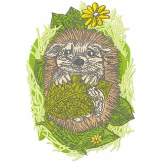 Hedgehog resting embroidery design - Embroidery Design