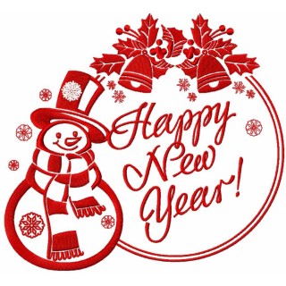 Snowball happy new year embroidery design - Embroidery Design