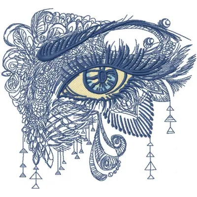Preview of Attractive Eye 2 embroidery design, showcasing a unique stitched motif ideal for fashion accessories.