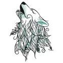 Howling wolf embroidery design showcasing intricate stitching patterns for bags, shirts, and more.