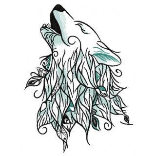 Howling wolf embroidery design - Embroidery Design