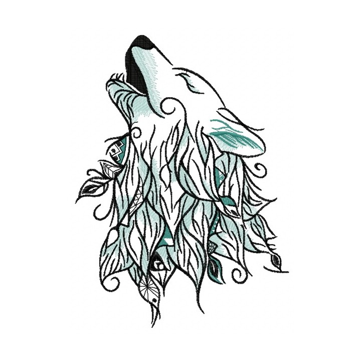 Howling wolf embroidery design - Embroidery Design