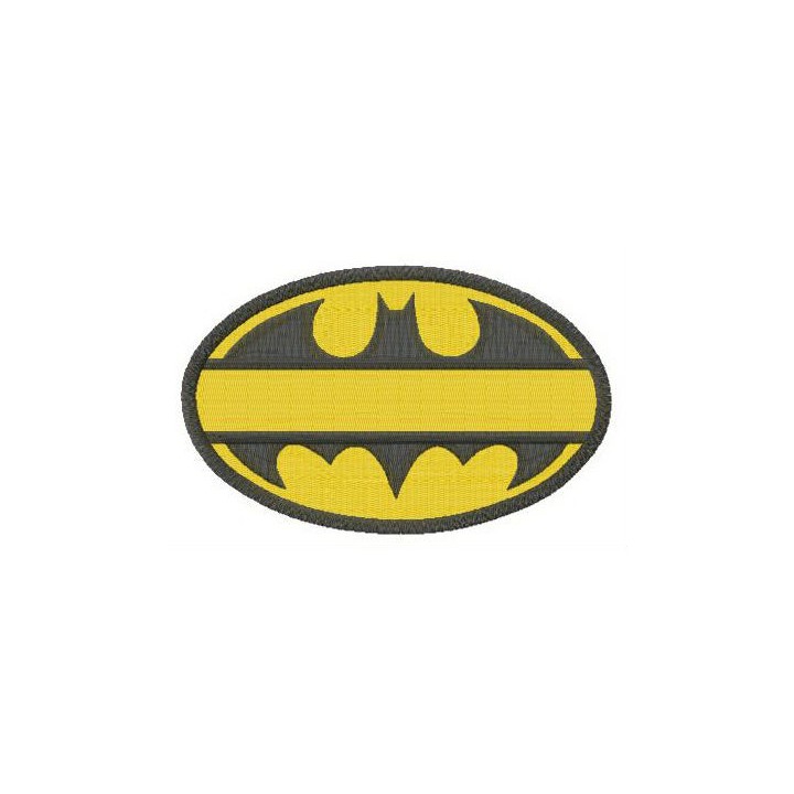 Batman oval yellow monogram embroidery design - Embroidery Design