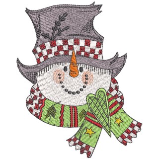 Snowman in top hat embroidery design - Embroidery Design