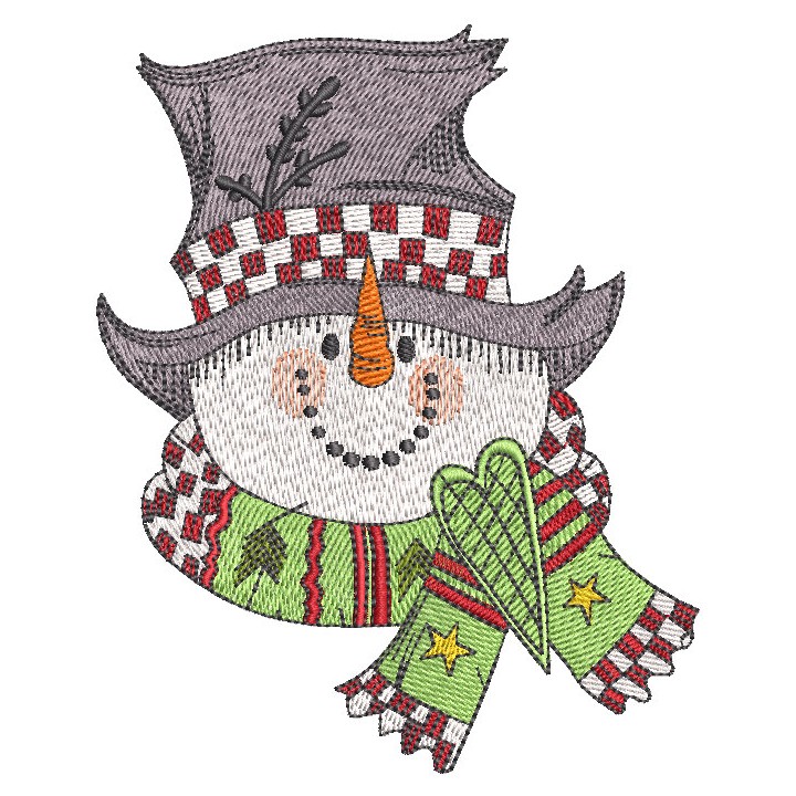Snowman in top hat embroidery design - Embroidery Design