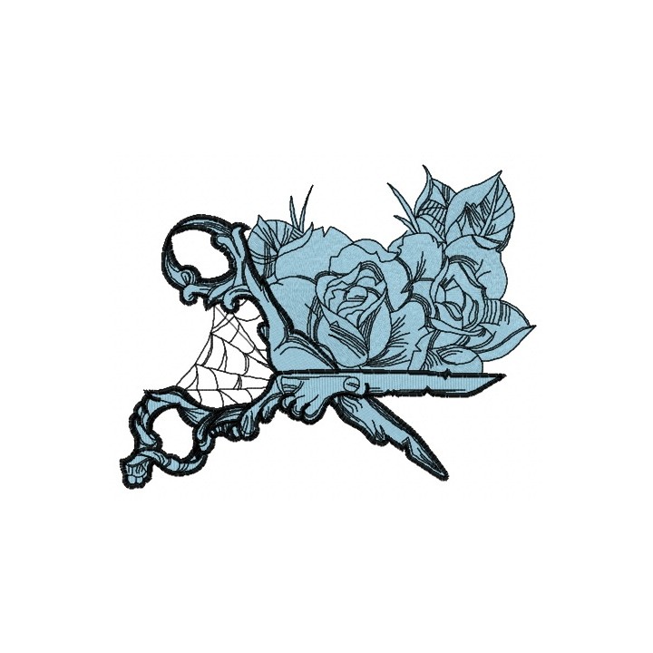 Gothic scissors embroidery design - Embroidery Design