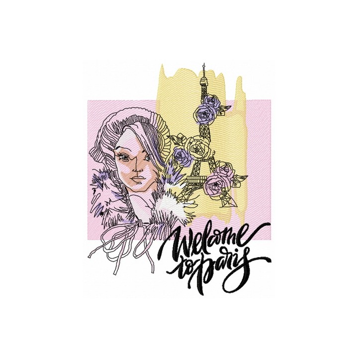 Welcome to Paris embroidery design - Embroidery Design