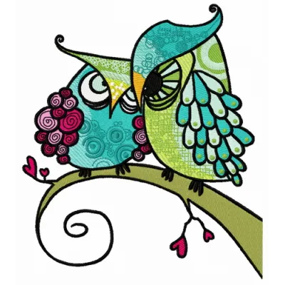 Grouchy owls embroidery design featuring whimsical owl motifs, perfect for stitching on t-shirts and tote bags.