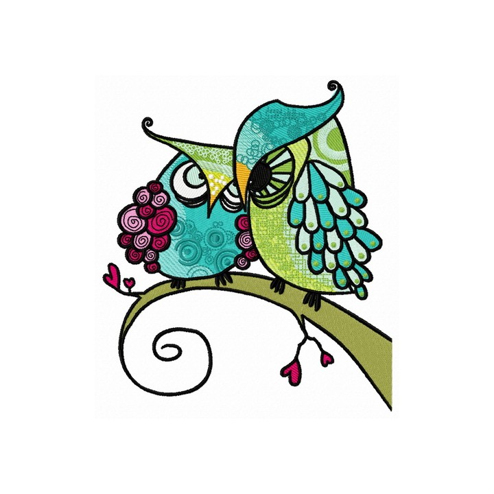 Grouchy owls embroidery design - Embroidery Design