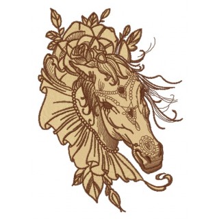 Coquette horse embroidery design - Embroidery Design