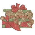 Gingerbread trio embroidery design featuring three charming gingerbread figures for festive stitching projects.