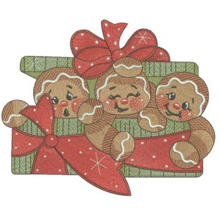 Gingerbread trio embroidery design - Embroidery Design