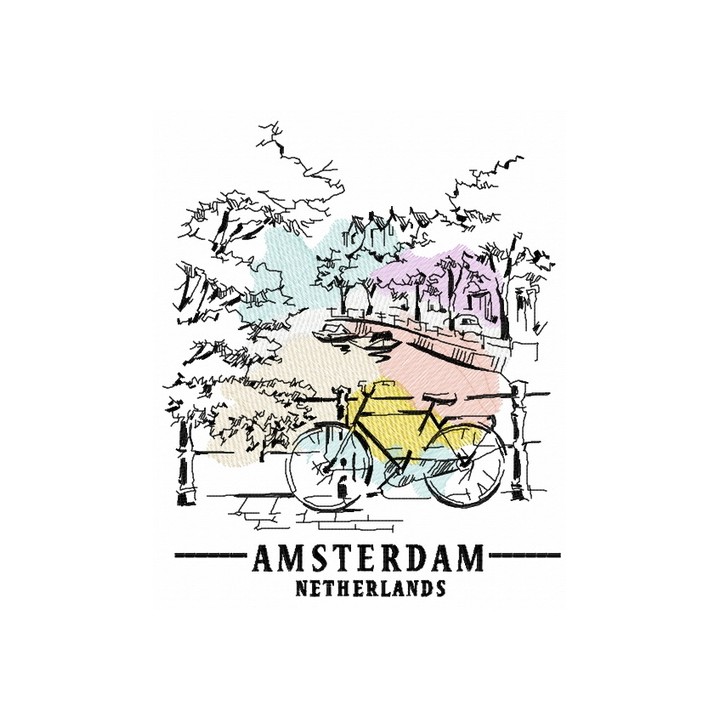 Amsterdam Netherlands embroidery design - Embroidery Design