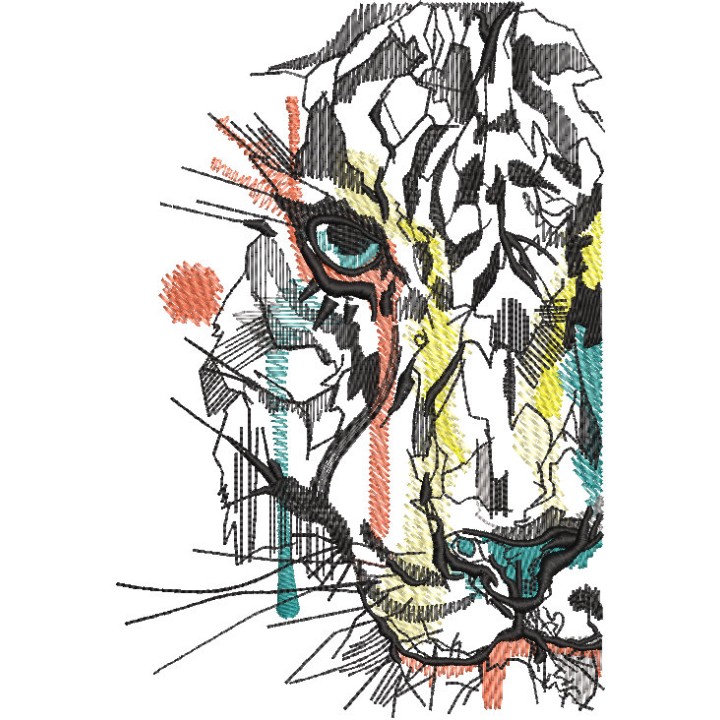 Modern art tiger embroidery design - Embroidery Design
