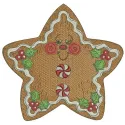 Gingerbread star embroidery design showcasing intricate stitching patterns for festive projects and holiday decor.