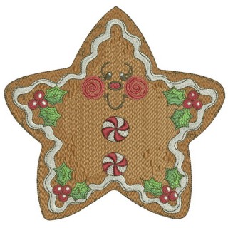 Gingerbread star embroidery design - Embroidery Design