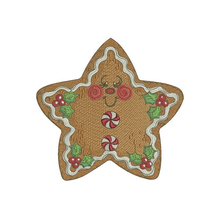 Gingerbread star embroidery design - Embroidery Design