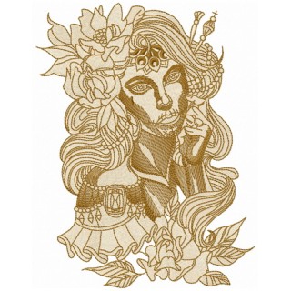 Scary spanish beauty embroidery design - Embroidery Design