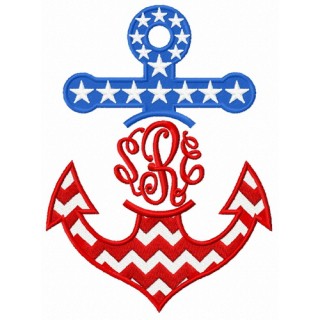 Stars and stripes anchor embroidery design - Embroidery Design