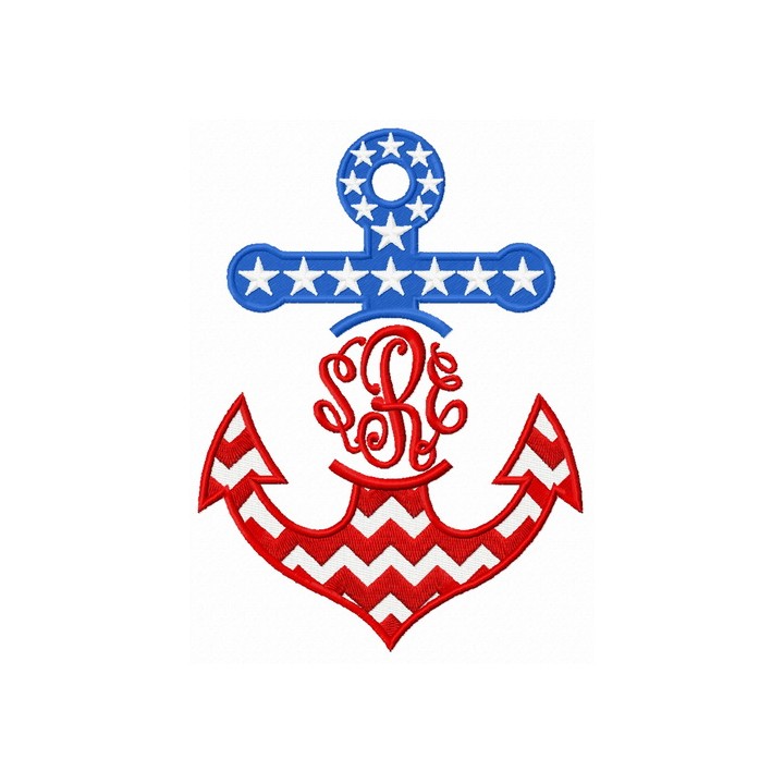 Stars and stripes anchor embroidery design - Embroidery Design