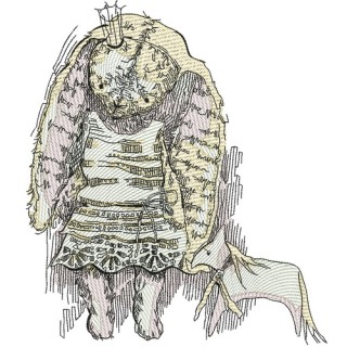 Old bunny princess toy embroidery design - Embroidery Design