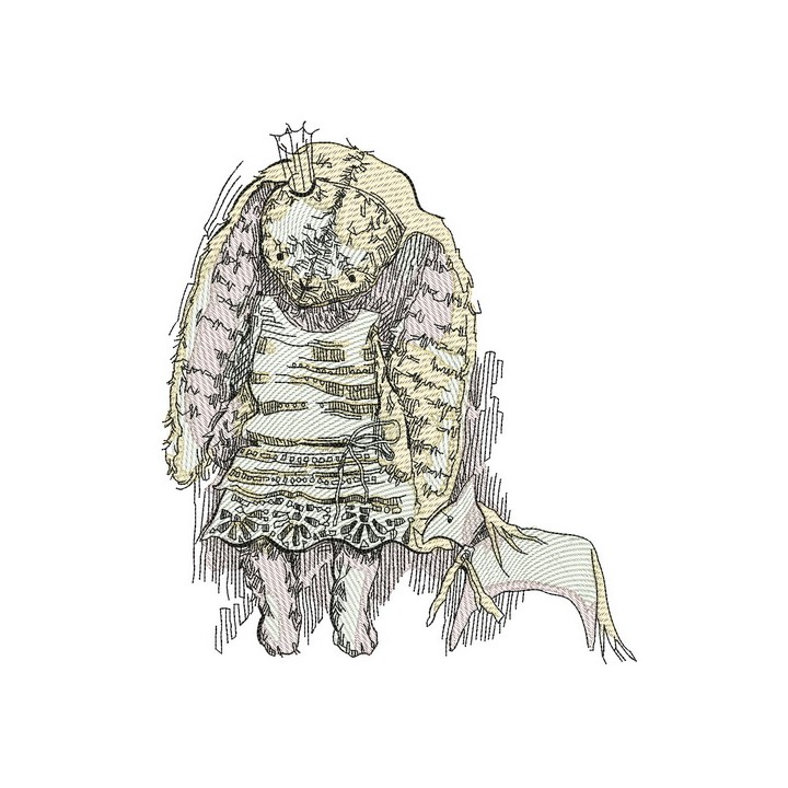 Old bunny princess toy embroidery design - Embroidery Design