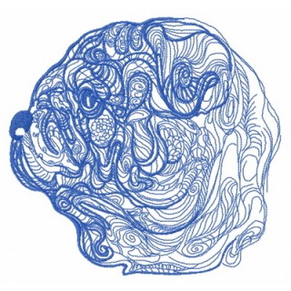 Fancy pug-dog embroidery design - Embroidery Design