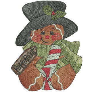 Peppermint gingedbread man embroidery design - Embroidery Design