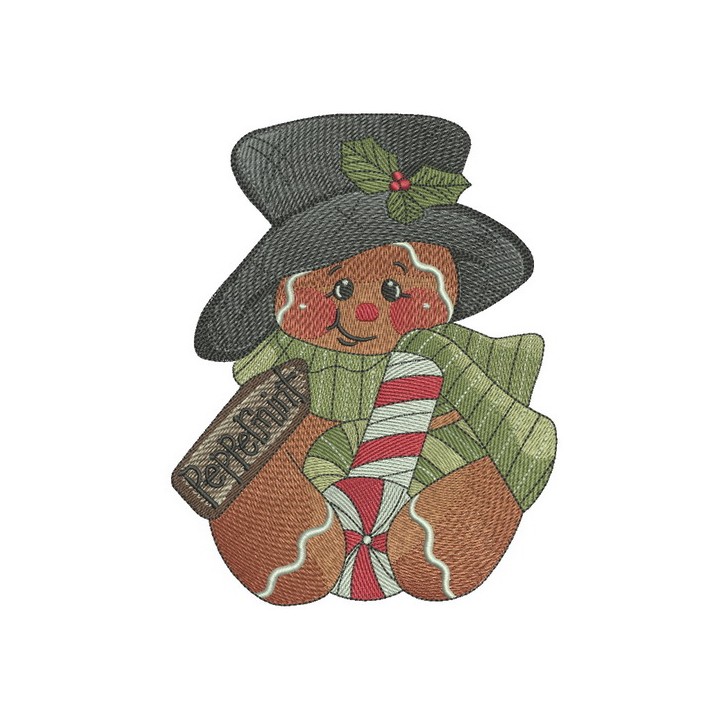 Peppermint gingedbread man embroidery design - Embroidery Design