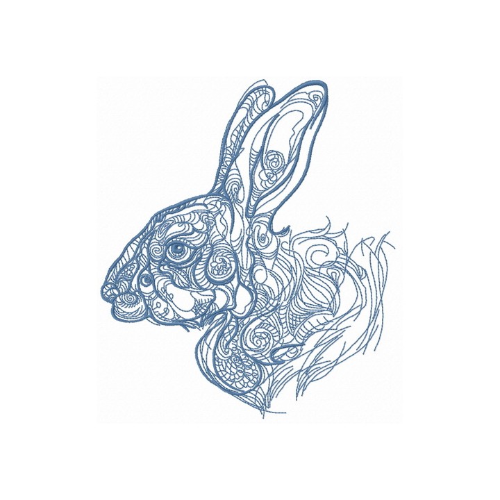 Fancy bunny sketch embroidery design - Embroidery Design