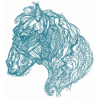 Hairy horse sketch embroidery design - Embroidery Design