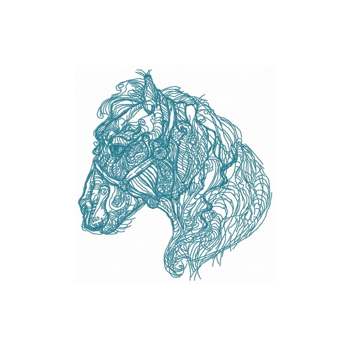 Hairy horse sketch embroidery design - Embroidery Design
