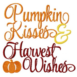 Pumpkin Kisses and Harvest Wishes embroidery design - Embroidery Design