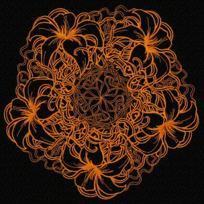 Lily doily embroidery design showcasing intricate snowflake patterns, ideal for decorative stitching projects.