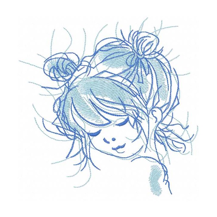 Dream curly girl embroidery design - Embroidery Design