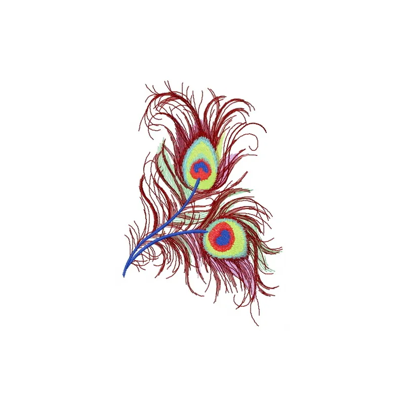 Preview of the Peacock Feather 3 embroidery design, showcasing intricate details ideal for stitching on various fabric items.