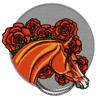 Horse with pearl bridle embroidery design - Embroidery Design