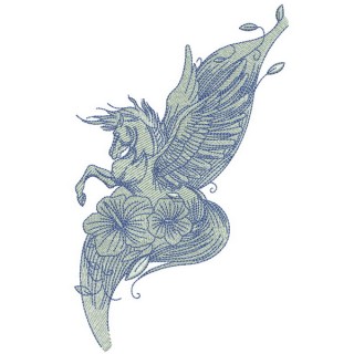 Pegasus with flowers embroidery design - Embroidery Design