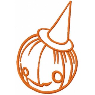 Pumpkin in hat embroidery design - Embroidery Design