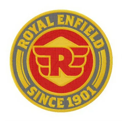 Royal Enfield logo embroidery design preview showcasing intricate stitching patterns for embroidery enthusiasts.