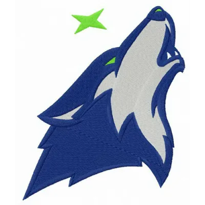 Crunch the Wolf embroidery design featuring a playful wolf character in a basketball theme for creative stitching.
