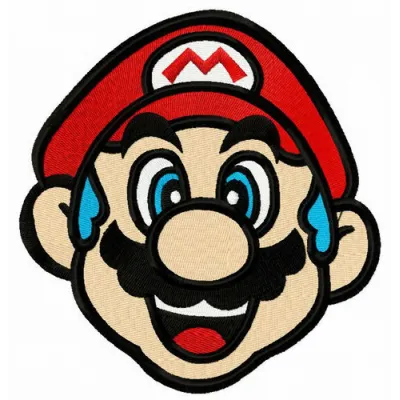 Embroidery design featuring a blue-haired Mario character from the Super Mario collection.