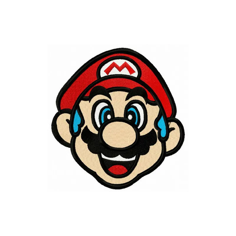 Embroidery design featuring a blue-haired Mario character from the Super Mario collection.