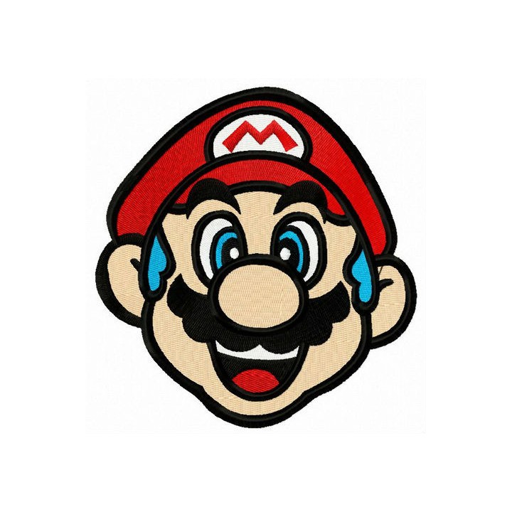 Blue-haired Mario embroidery design - Embroidery Design