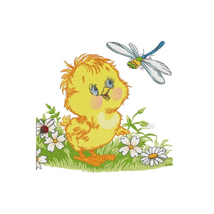 Curious chicken embroidery design - Embroidery Design