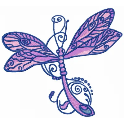 Preview of a fancy dragonfly embroidery design, showcasing intricate stitching patterns for creative projects.