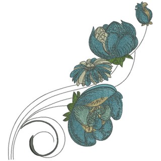 Peony and chamomile embroidery design - Embroidery Design