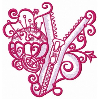 Zipper and tailor's pins embroidery design - Embroidery Design