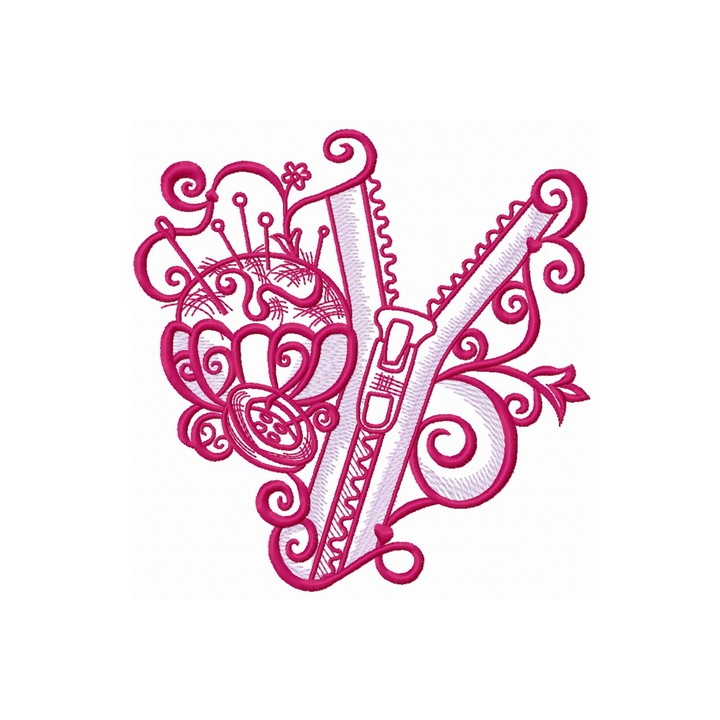 Zipper and tailor's pins embroidery design - Embroidery Design